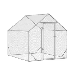 VidaXL Chicken Cage Silver 200x170x177cm Galvanised Steel, Garden And Terrace, Secure Chicken Habitat, Spacious Poultry Cage, Weather Resistant Animal