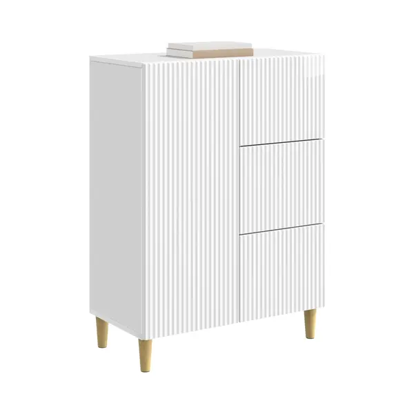 VidaXL Dressoir Met Lade Hoogglans Wit 66 X 34, 5 X 90 Cm Bewerkt Hout thumbnail