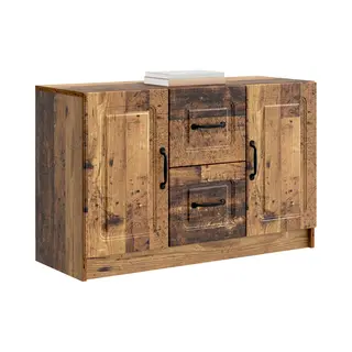 VidaXL Dressoir Met Lade Oud Hout 89 X 34, 5 X 57 Cm Bewerkt Hout