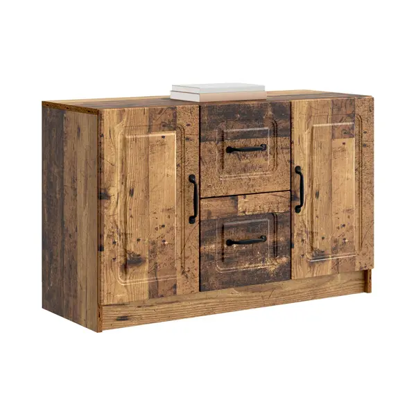 VidaXL Dressoir Met Lade Oud Hout 89 X 34, 5 X 57 Cm Bewerkt Hout thumbnail