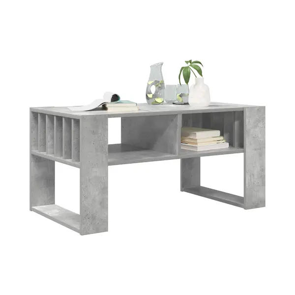 VidaXL Salontafel Beton Grijs 92 X 49, 5 X 45 Cm Bewerkt Hout thumbnail