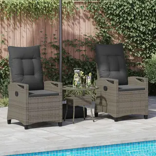 VidaXL Chaise De Jardin 2 Pcs Gris Et Gris Foncé 56 X 60 X 112 Cm, Mobilier De Jardin Moderne, Chaise Inclinable Design, Assise Ergonomique,