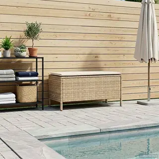 VidaXL Garten-Fußhocker Beige Und Creme 80 X 38 X 42 Cm Pe-Rattan