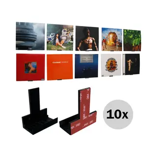 Nillie Lp Houder Aan De Muur - 10 Stuks - Zwart - Plakkende Lp Houder - Vinyl Houder - Cd Houder - Fotolijstplank - Lp Opbergsysteem - Platen Houder -