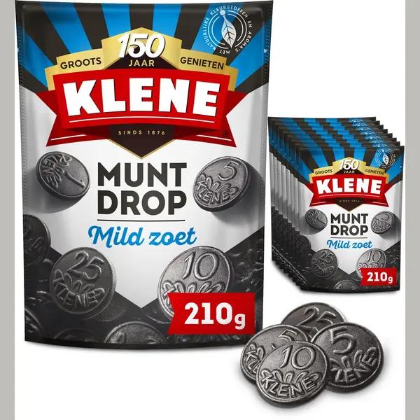 Klene Muntdrop 8 X 210 G, 1680 G Licorice From The Netherlands, Dutch Licorice, Mildly Sweet Licorice Valley thumbnail