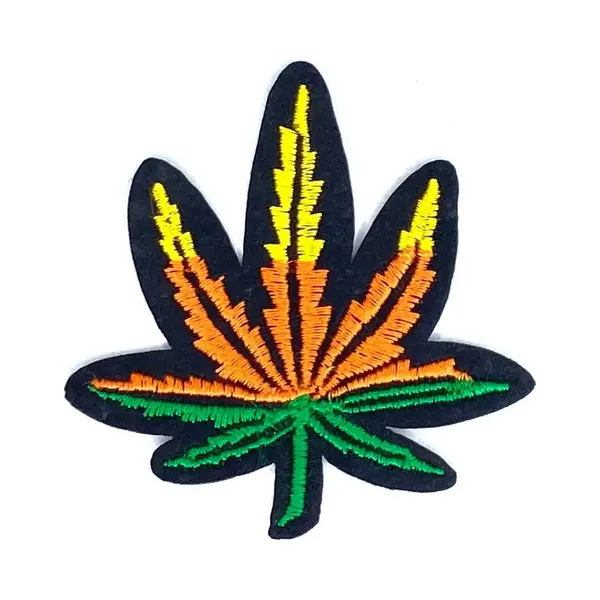 Hennep Cannabis Wiet Weed Rasta Blad Strijk Embleem Patch 7 Cm / 7.1 Cm / Groen Oranje Geel thumbnail