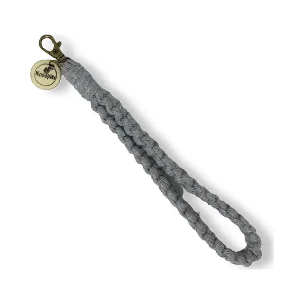 Knoopies Macramé Pols Keycord - Grijs - Katoenkoord - Prijs Per Stuk - Inclusief Verzendkosten thumbnail