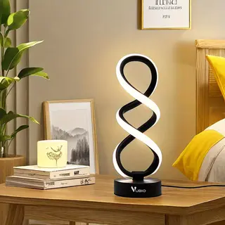 Vubio Spiraalvormige Moderne Tafellamp - 3 Kleuren Led - Zwart - Decoratief - Woonkamer - Thuis