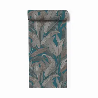 Dutch Wallcoverings - Vliesbehang - Renaissance - Leaves Petrol Blue - RE521056