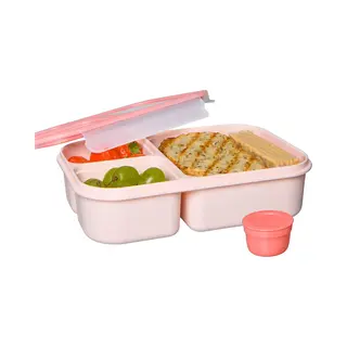 Lock&Lock Lunchbox - Bento Box - Broodtrommel - Lunchtrommel - Salade Lunchbox - Met 3 Compartimenten | Vakjes - Met Dressing | Saus Bakje -