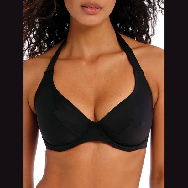 Freya Jewel Cove Halter Bikini Top In Black thumbnail