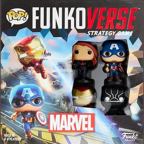 Funko Games Funkoverse, Marvel 100 4-Pack - German Version - Captain America, Black Widow, Iron Man And Black Panther - 3'' (7.6 Cm) Pop! - Light thumbnail