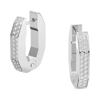 Swarovski Dextera Crystal Octagon Small Hoop Earrings 5618307 In Silver