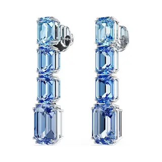 Swarovski, Oorbellen, Millenia Druppeloorbellen Achthoekig Geslepen Kleurverloop Blauw, (Swarovski Metaal)