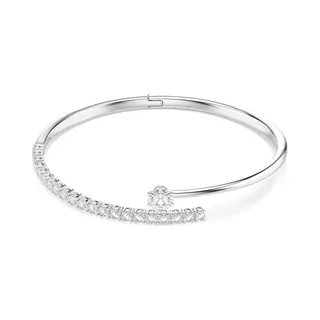 Swarovski Matrix Bangle, Round Cut, White, Rhodium Plated