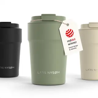 Lars NysØM Thermo Coffee Mug-to-go 13oz | Travel Mug 0.38 L With Insulation | Silicone Grip Base | Leak Proof Stainless Steel Tumbler For Coffee And