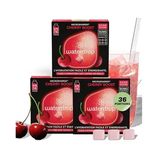 waterdrop Microdrink Waterdrop® Microenergy Set, Energy Drink, 36 Water Flavouring Hydration Cubes In Cherry Flavour, Sugar Free, Low Calorie Fizzy Drinks, 90 Mg Natural