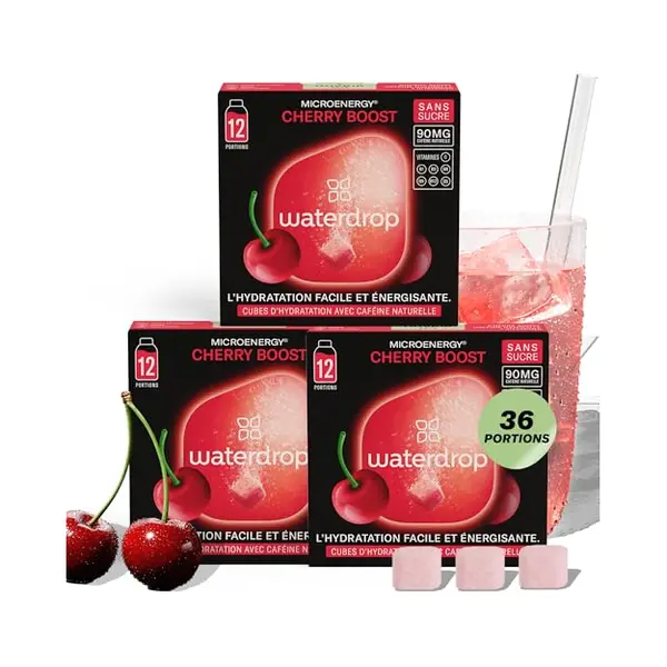 waterdrop Microdrink Waterdrop® Microenergy Set, Energy Drink, 36 Water Flavouring Hydration Cubes In Cherry Flavour, Sugar Free, Low Calorie Fizzy Drinks, 90 Mg Natural thumbnail