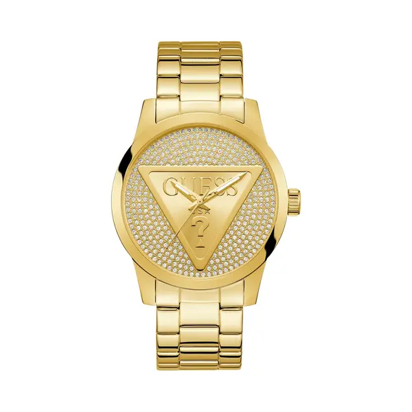 Guess Analoog Horloge 'Badge' Ecru / Goud thumbnail