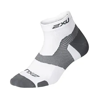 2XU Unisex Vectr Light Cush 1/4 Crew Sock White/Grey S