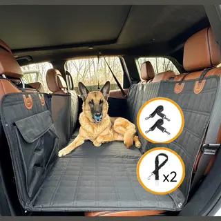 Haley family Luxe Hondendeken Auto Achterbank Met Achterbankverlenger- Autodeken Hond Met Harde Bodem - Beschermhoes Auto - Hondenkleed - Inclusief Autoriem -Xxl