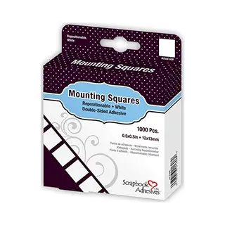 Scrapbook Adhesives By 3L 0.5 X 0.5-inch Repositionable Mounting Squares, Pack Of 1000, White, 01606