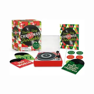 Running Press Teeny-Tiny Christmas Turntable , Includes 3 Holiday LPs To Play!