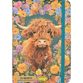 Peter Pauper 2027 Highland Cow Weekly Planner (16 Months, Sept 2026 To Dec 2027)