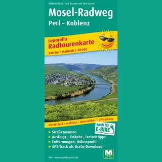 PublicPress Radwanderkarte Leporello Mosel-Radweg, Perl - Koblenz. Mit Ausflugszielen, Einkehr- Und Freizeittipps, Wetterfest, Reißfest, Abwischbar, Gps-genau.