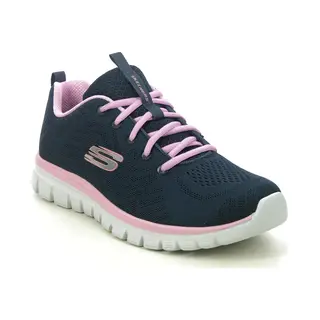 Skechers Damen Nvpk Sneakers, Navy Mesh Pink Trim, 39 Eu