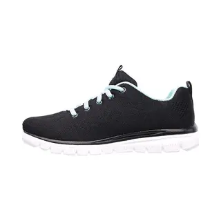 Skechers Damen Graceful Get Connected Sneakers, Black Mesh Turquoise Trim, 40 Eu