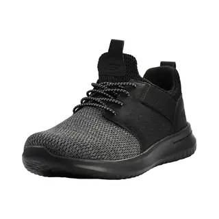 Skechers Herren Delson Camben Sneaker, Black Mesh W Synthetic, 42.5 Eu