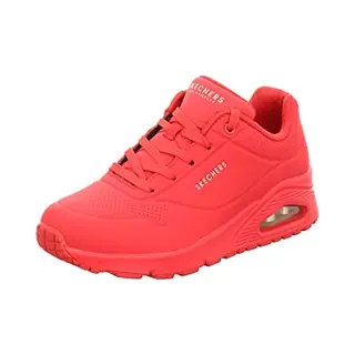 Skechers Women's Uno Stand On Air Trainers, Red Durabuck/ Mesh, 6 Uk