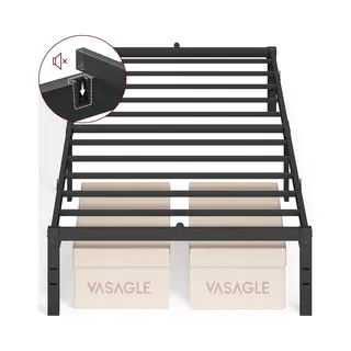 Vasagle Bedframe, Bed, 90 X 200 Cm, Metalen Bed, Bedframe, Opslag Onder Het Bed, Modern, Extra Bed, Eenvoudige Montage, Inktzwart RMB132B01