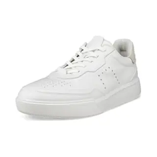 Ecco Mens Street Court Leather White Shadow White Trainers 10.5-11 Uk