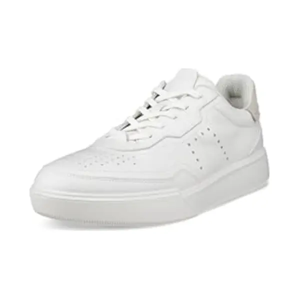 Ecco Mens Street Court Leather White Shadow White Trainers 10.5-11 Uk thumbnail