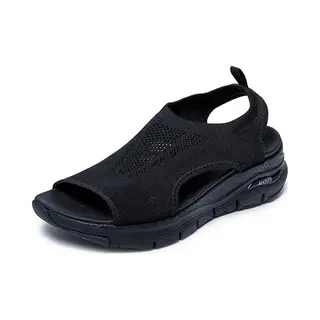 Skechers Women's Arch Fit City Catch Sandal, Black Knit, 5 Uk