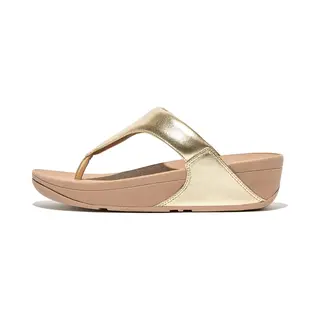 Fitflop, Damen, Sandalen, Lulu Leather Toepost Vrouwen Teenslippers - Platino - 40, Gold, (40)