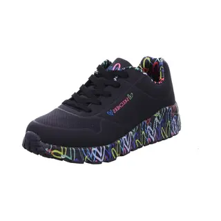 Skechers Mädchen Uno Lite Lovely Luv Sneaker, Black Synthetic Multi Trim, 34 Eu