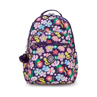Kipling Rugzak 'Seoul' Lichtblauw / Groen / Donkerlila / Rosa