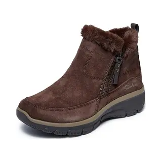 Skechers Für Damen. 167862 Relaxed Fit Easy Going Cool Zip Lederstiefeletten Braun (39), 3 Bis 5 Cm, Reißverschluss, Lässig