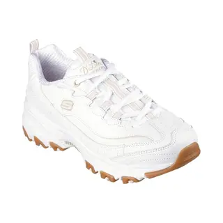 Skechers Damen D'lites Good Neutral Sneaker, White Leather Duraleather Gum Trim, 37.5 Eu