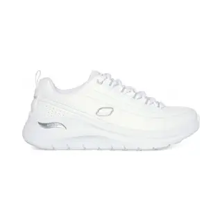 Skechers Arch Fit 2.0 Star Bound Damen-Sneaker, Weißes Leder, Silberfarbener Rand, 41 Eu