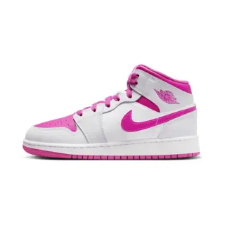 Jordan 1 Mid - Schwarz, Zementgrau, Feuerrot, Weiß, Iris Whisper/Fire Pink-White, 7 Big Kid