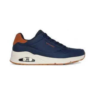 Skechers For Man. 183004 Uno Suited On Air Navy Sneakers (45), Flat, Laces, Casual