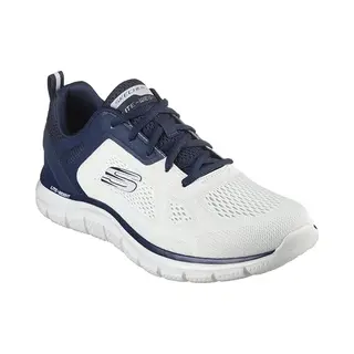 Skechers Herren Track Broader Sneaker, Off-White Engineered Mesh Pu Navy Trim, 41 Eu