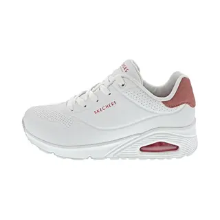 Skechers Damen Uno Pop Back Sneakers, White Durabuck Coral Suede Trim, 38 Eu
