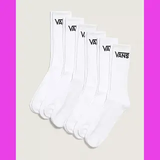 Vans Classic Crew Socks White (6 Pairs) - S