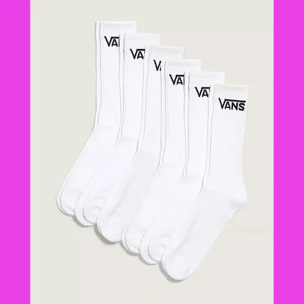 Vans Classic Crew Socks White (6 Pairs) - S thumbnail