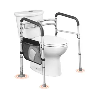 Vevor Toilet Safety Rail, 300 Lbs Foldable Toilet Seat With Non-Slip Handles, Portable Versatile Toilet Handrails With Reinforced Aluminum Alloy Tube,